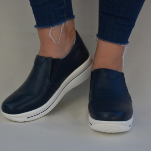 Pantof trendy cu talpa groasa si insertie de elastic, bleumarin - Img 6