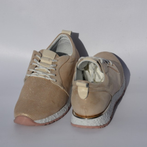 Pantofi moderni, nuanta de auriu din piele naturala - Img 7