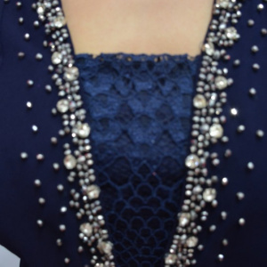 Rochie bleumarin pentru ocazii cu insertii de dantela si strasuri - Img 7