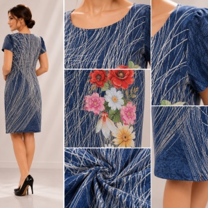 Rochie casual cu imprimeu in tesatura si design floral multicolor - Img 3