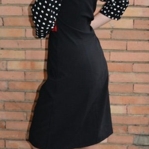 Rochie casual de toamna-iarna, culoare neagra cu design rafinat - Img 3