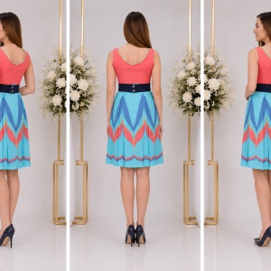 Rochie casual de vara fara maneca si imprimeu multicolor - Img 2