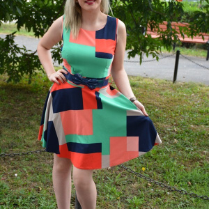 Rochie casual,  fara maneci, cu fusta in clos - Img 6