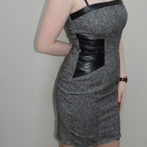 Rochie casual, gri deschis, cu bretele subtiri - Img 3