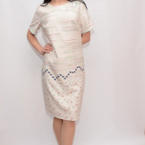 Rochie casual usor cambrata cu imprimeu multicolor, de vara - Img 4