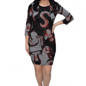 Rochie casula Raluca cu model abstract,negru - Img 1