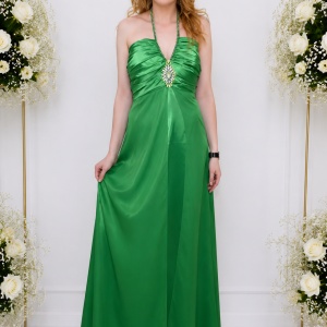 Rochie chic, nuanta de verde, detaliu argintiu deosebit