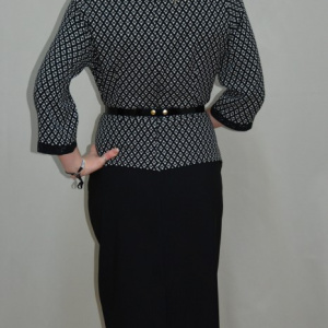 Rochie chic tip costum cu peplum in talie si imprimeu rafinat sus - Img 6