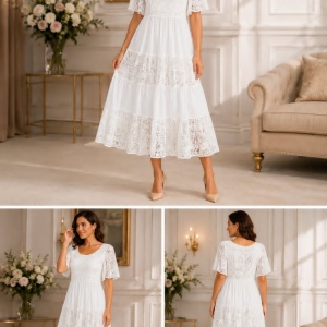 Rochie damă lejeră alba cu imprimeu floral și croială vaporoasă - Img 2