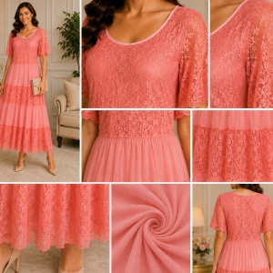 Rochie damă lejeră corai cu imprimeu floral și croială vaporoasă - Img 3