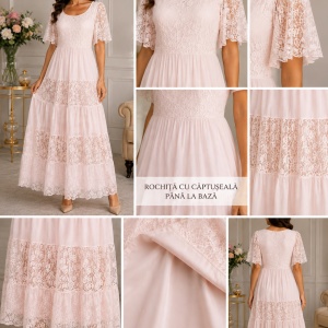 Rochie damă lejeră roz cu imprimeu floral și croială vaporoasă - Img 1