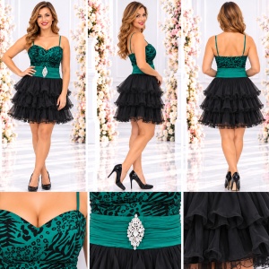 Rochie de ocazie deosebita, cu o fusta din tul detasabila, animal-print - Img 3
