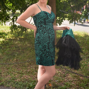 Rochie de ocazie deosebita, cu o fusta din tul detasabila, animal-print - Img 5