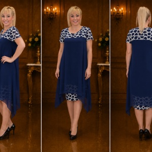 Rochie de ocazie, masura are, din voal si dantela, nuanta bleumarin - Img 3