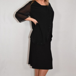 Rochie de ocazie neagra cu strasuri fine in fata - Img 5