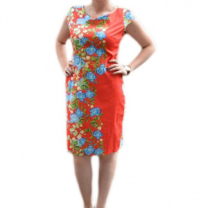 Rochie de primavara-vara, cu flori multicolore si croi drept - Img 1