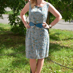 Rochie de primavara-vara, mulate, de culoare gri-albastru - Img 2