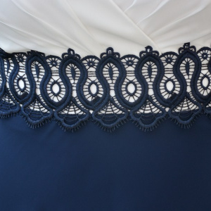 Rochie de seara, de lungime medie, bleumarin cu alb - Img 5