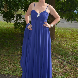 Rochie de seara inedita, model lung, elegant, de un albastru regal - Img 2