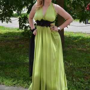 Rochie de seara lunga, feminina, pe culoare verde deschis - Img 2