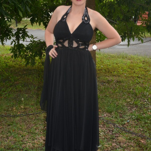 Rochie de seara, lunga, model special, design aparte, pe negru - Img 2