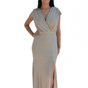 Rochie de seara ,model lung de culoare bej - Img 1