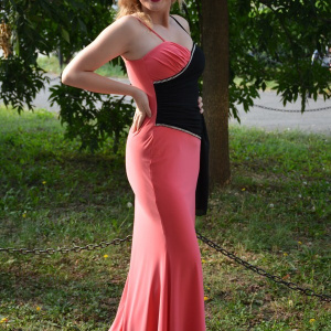 Rochie de seara rafinata, combinatie de roz cu negru, design sexi - Img 5
