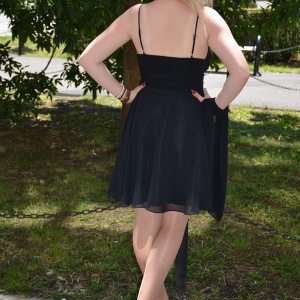 Rochie de seara scurta neagra, cu talie marcata de detalii argintii - Img 4