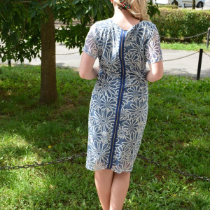 Rochie de vara cu maneca scurta si imprimeu cu margarete albe - Img 4