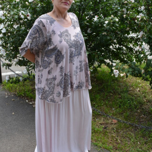 Rochie de vara culoare de pudra cu imprimeu gri - Img 6