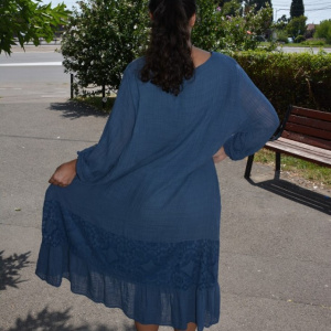 Rochie de vara Reagan cu insertii de dantela nuanta de albastru - Img 5