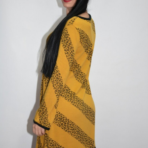 Rochie de zi cu imprimeu in dungi ,nuanta de galben - Img 7