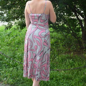 Rochie din bumbac, de culoare gri-roz - Img 4