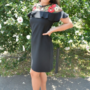 Rochie eleganta Alizee ,brodata cu flori,nuanta de negru - Img 2