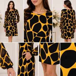Rochie eleganta Alizee galben-negru tip A - Img 3
