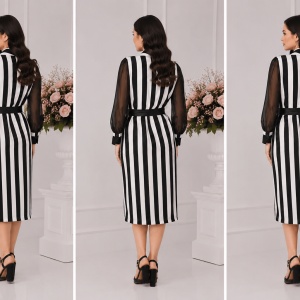Rochie eleganta Bea din doua piese,negru-alb - Img 2