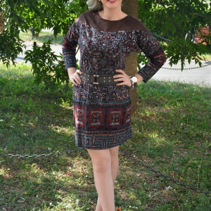 Rochie eleganta, cu o curea in talie, maro - Img 3