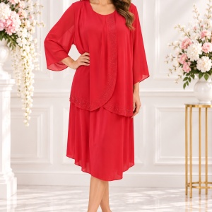 Rochie eleganta de ocazie corai cu strasuri fine in fata