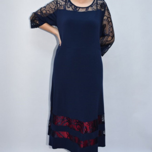 Rochie eleganta Kala cu insertii de dantela,bleumarin - Img 2