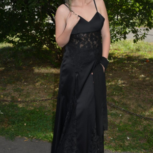 Rochie eleganta lunga,neagra cu inserti dantela - Img 5