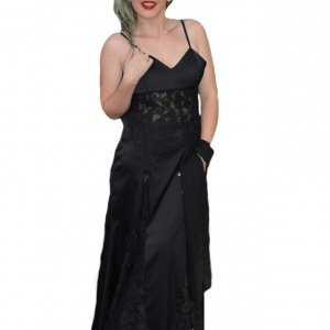 Rochie eleganta lunga,neagra cu inserti dantela - Img 1