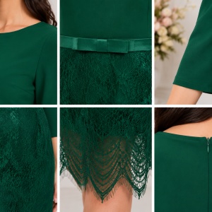 Rochie eleganta Marina cu insertii de dantela,verde - Img 3