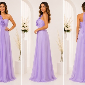 Rochie eleganta, model maxi, intr-un degrade fermecator, pe mov - Img 4
