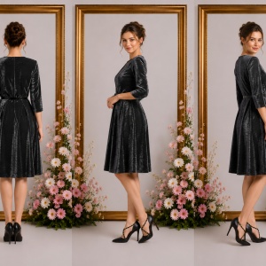 Rochie eleganta Tava,cu sclipici,negru-argintiu - Img 2