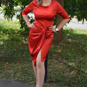 Rochie feminina, cu o crepatura pe piciorul stang, rosie - Img 5