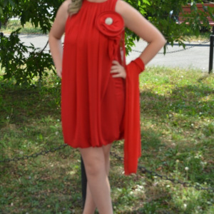 Rochie feminina, de culoare rosie, fara maneci - Img 4