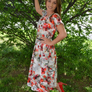 Rochie feminina de vara cu croi lejer si imprimeu multicolor - Img 3