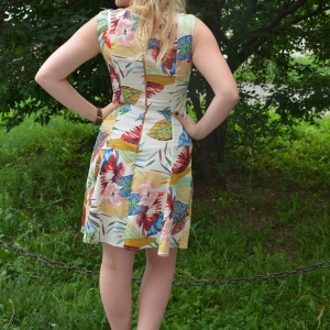 Rochie feminina, de vara, imprimeu floral pe fond alb - Img 4