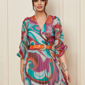 Rochie Ingrid Verde Roz Multi - Img 3