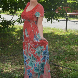 Rochie lejera, de vara, lungime maxi, culoare corai - Img 3